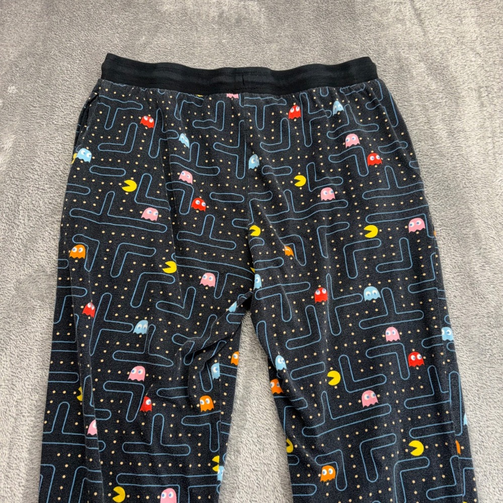 Pac-Man Pajama Pants Mens Large Black Good‎ All Over Maze Print Cotton Lounge - Picture 5 of 14